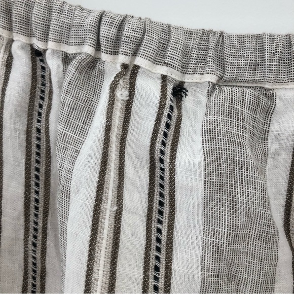 Chico's Linen Brown Striped High Waist Wide Leg Pants Sz 3 - XL - Picture 6 of 10